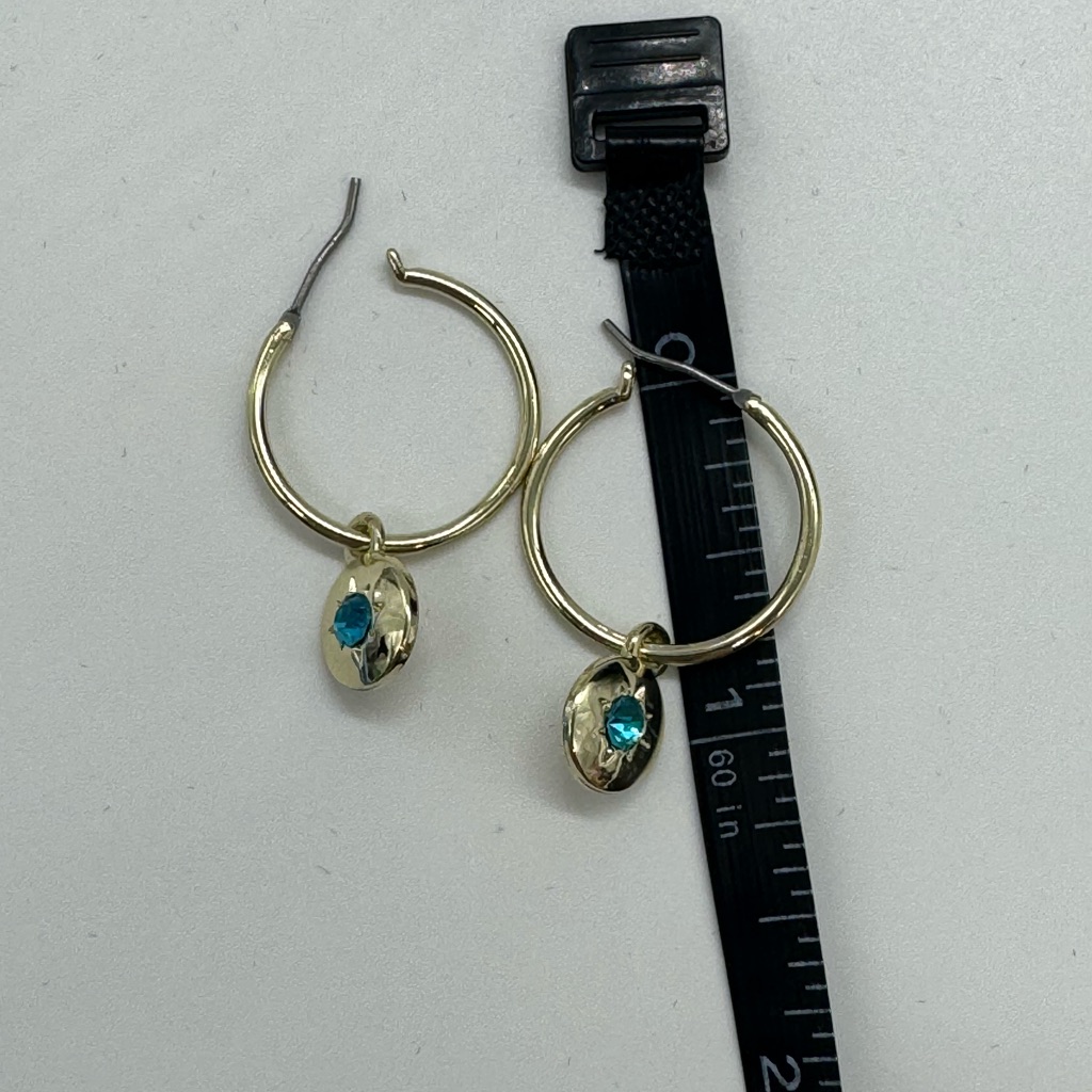 Rachel Roy Gold Plated Hoop Charm With Blue Crystal
